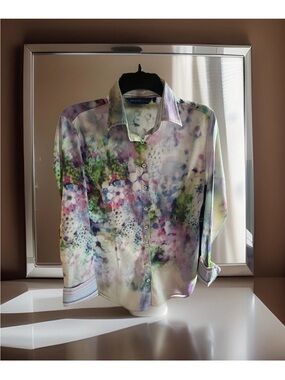 George Multicolor Watercolor Floral Button-Down Shirt